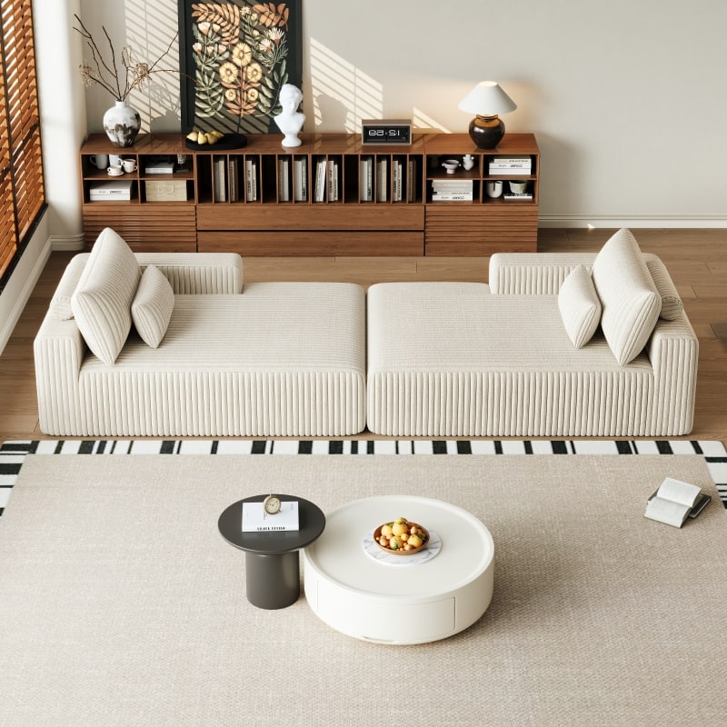 Roomfitters 102" Modern Sectional Lounge Chaise, Cloud Plush Loveseat Sleeper Sofa Bed, No Assembly Recliner Couch