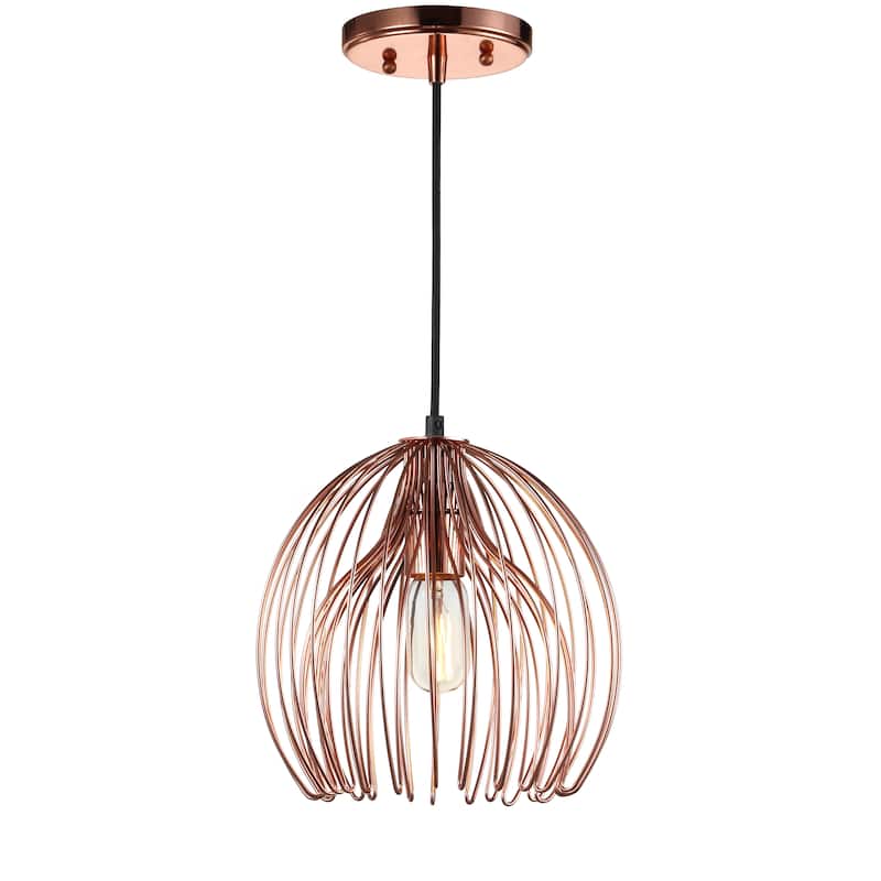 SAFAVIEH Lighting Belle Adjustable 1-Light Led Copper Pendant - 10.3"x10.3"x12.25-84.25" - 10"Wx10"Dx84"H