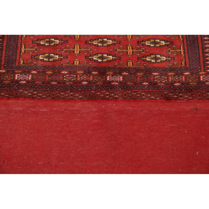 Geometric Turkoman Persian Square Rug Hand-Knotted Wool Carpet - 3'4" x 3'4"