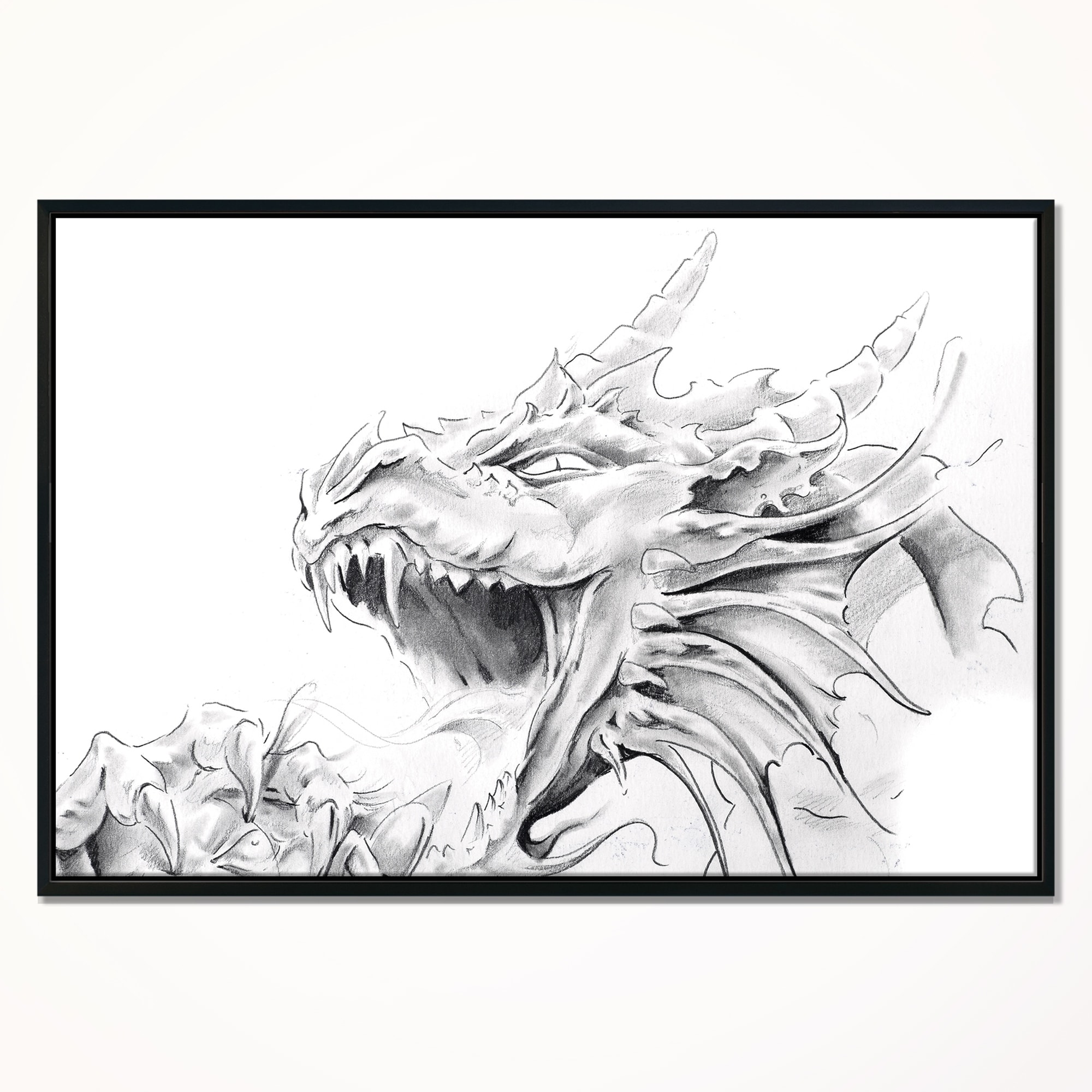 Shop Designart Dragon Tattoo Sketch Abstract Print On Framed