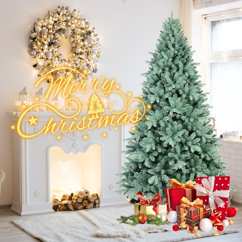 6FT Blue PE/PVC Christmas Tree-1390 Tips, Hinged Branch Design, Full Natural Look