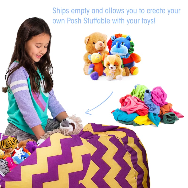 Kids' Stuffed Animal Storage Bean Bag Chair Cover or Toy Organizer
