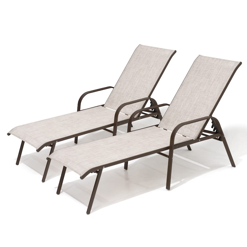 Pellebant Outdoor Adjustable Patio Chaise Lounge Chairs with Cushions