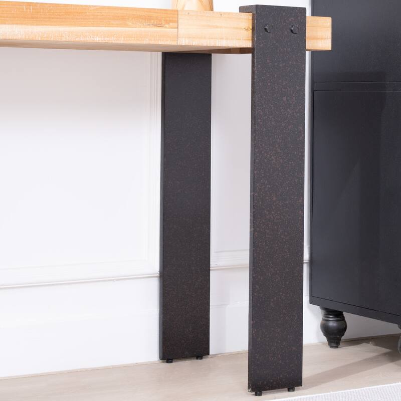 Rustic Industrial Console Table - 60" Entryway Table with Engineered Wood Top & Distressed Faux Rust Metal Legs