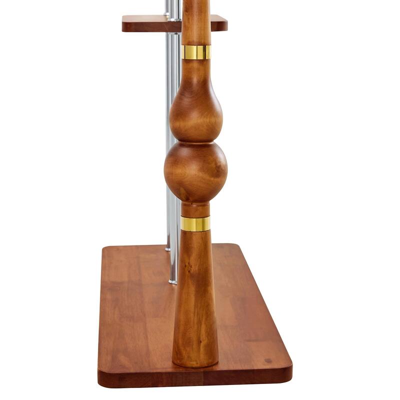 Industrial Coat Rack, Solid Wood and Stainless Steel Coat Stand with 2 Layer Storage, for Coats and Hats