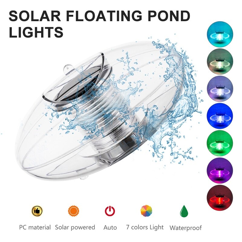 pearlstar Solar Floating Lights Waterproof LED RGB Floating Night Lights for Swimming Pool or Pond Decoration 1 Pcs Lotus 