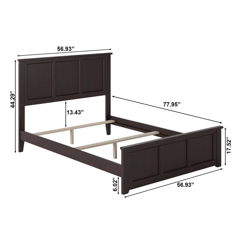 Madison Full Foundation Bed Frame with Matching Footboard in Espresso
