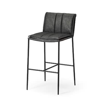 Maven Lane Gerard Bar Metal & Vegan Leather Kitchen Dining Stool