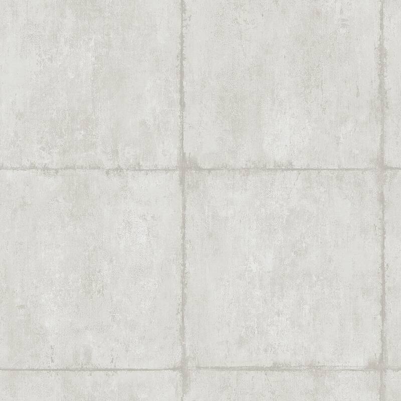 Seabrook Designs Koi Great Wall Blocks Unpasted Wallpaper - 27 in. W x 27 ft. L - Metallic Silver and Off-White