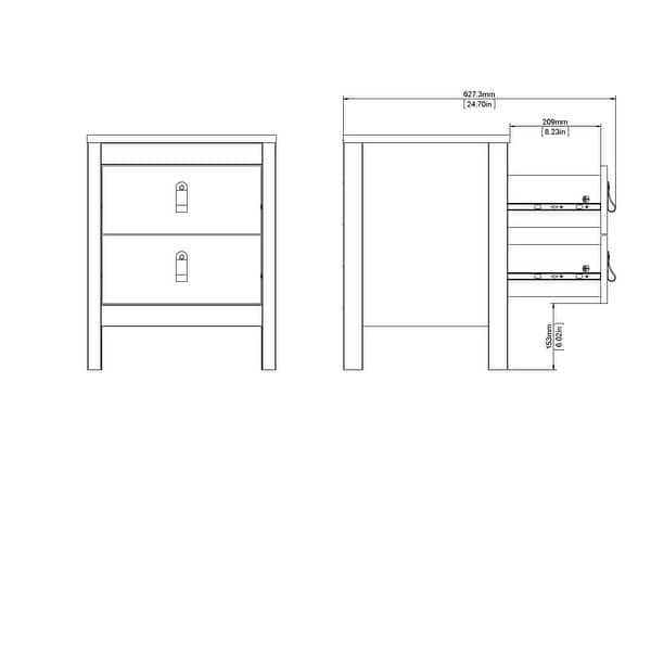 dimension image slide 2 of 8, Porch & Den Madrid 2-Drawer Nightstand