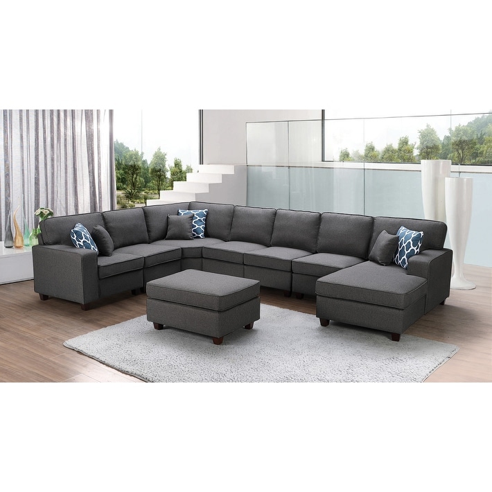 Shop Irma Dark Grey Linen 8 Piece Modular Sectional Sofa And