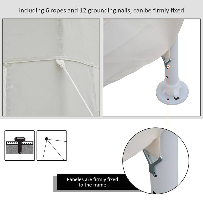 Outsunny 13x13FT Hexagon Gazebo Party Tent with Mesh Screen for Garden Backyard, Cream White