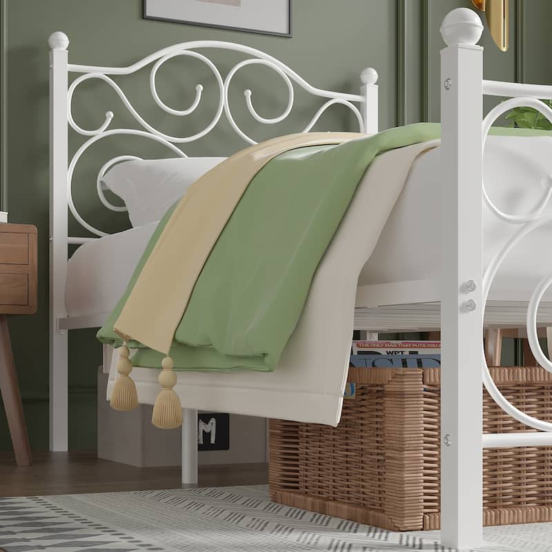 VECELO Twin Size Bed Frame with Headboard and Footboard, Heavy Duty Metal Slat Support