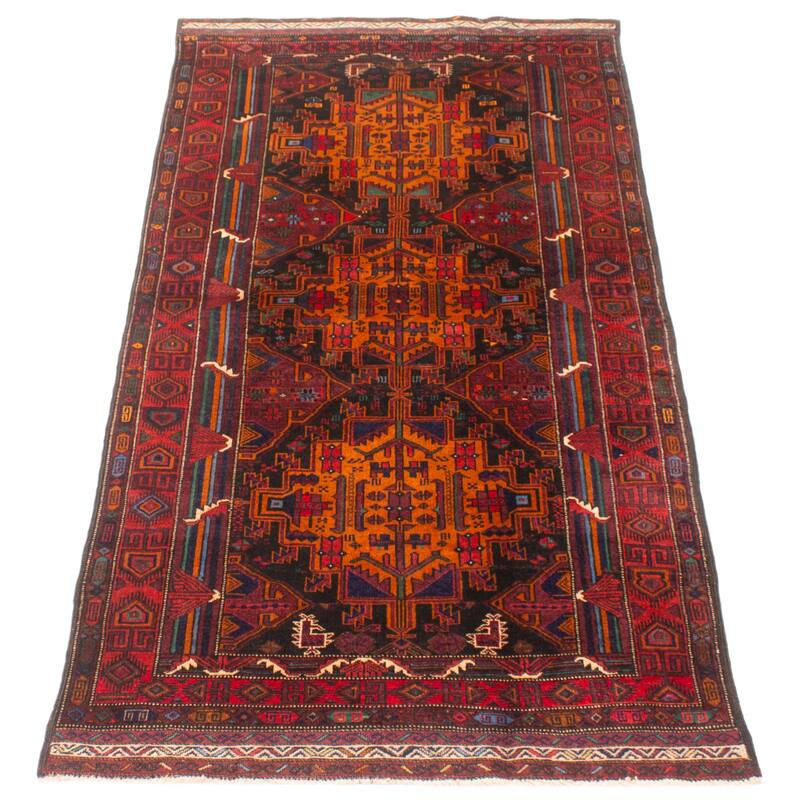 ECARPETGALLERY Hand-knotted Teimani Burgundy Wool Rug - 3'7 x 7'10