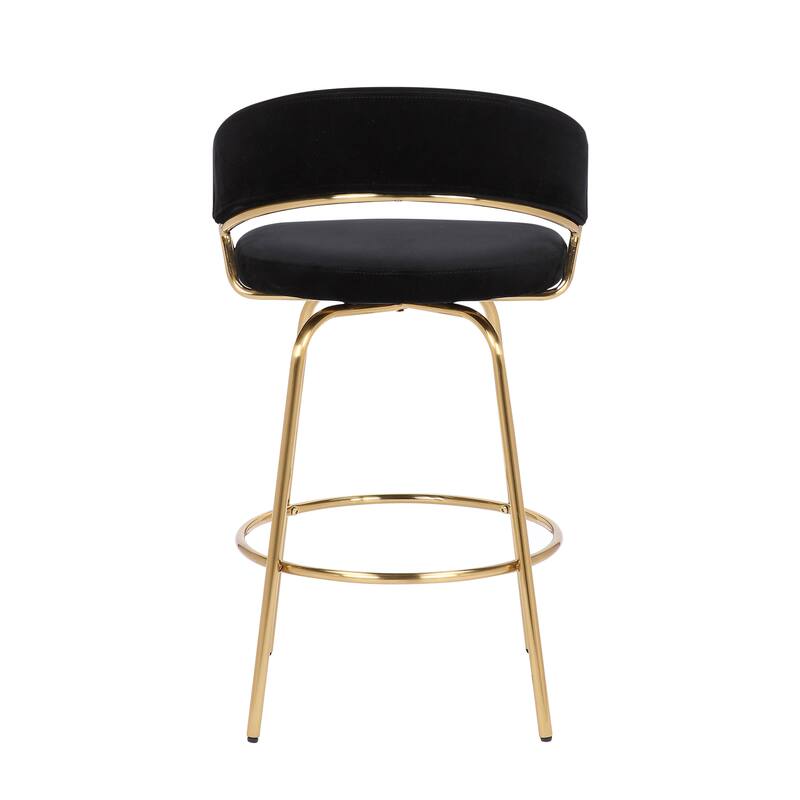 Silver Orchid Tatyana 26" Upholstered Counter Stool with Metal Legs (Set of 2)