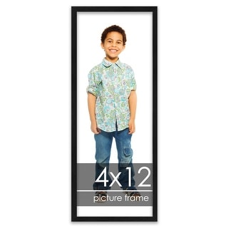 4x12 Traditional Black Complete Wood Picture Frame with UV Acrylic ...