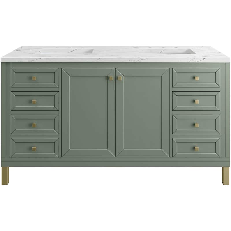 James Martin Vanities 503-V60D-3ENC Chicago 60" Free Standing Double - Smokey Celadon