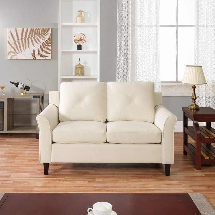 Raelynn Button Tufted Loveseat Sofa, Affordable Modern Loveseat Sofa Couch for Small Spaces - Durable and Sturdy