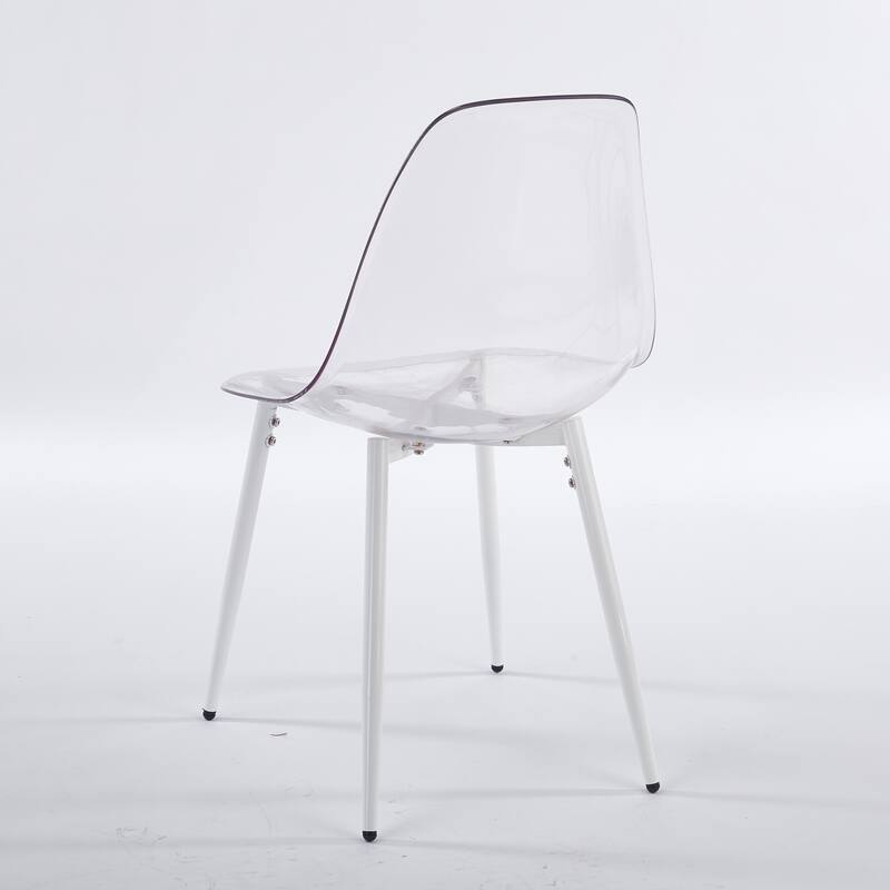 Transparent Shell Dining Chairs, Metal Legs Modern Design, Set of 4