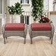 preview thumbnail 27 of 34, Outdoor Patio Ottoman with Seat Cushion Grey-Red