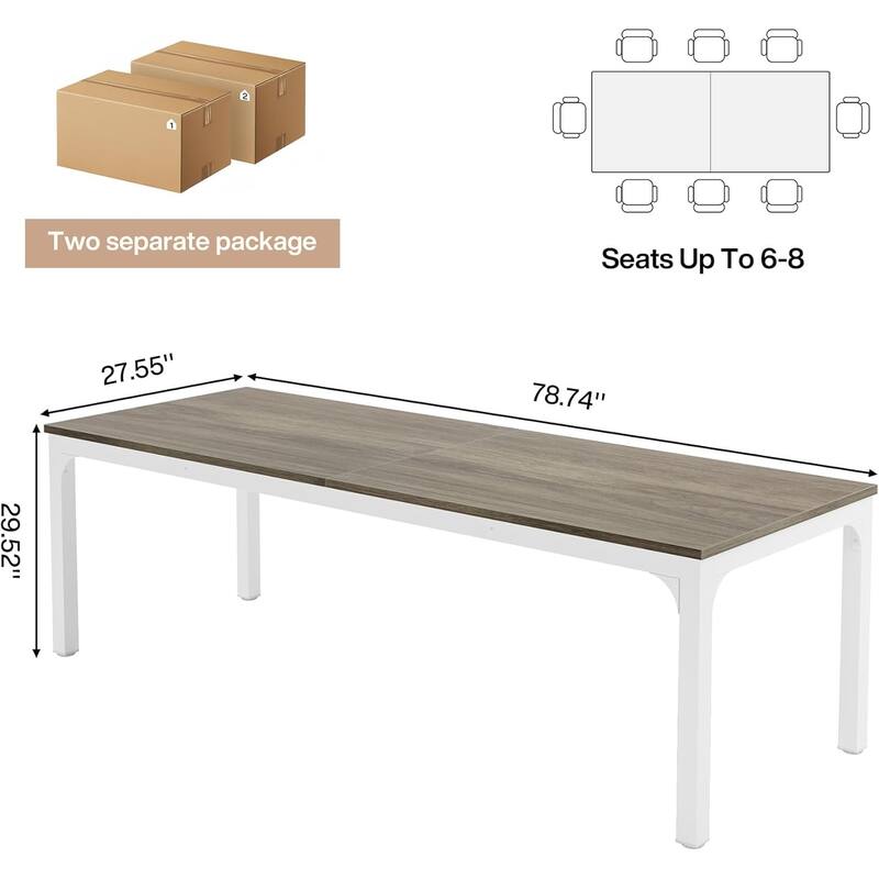Rectangle 13FT Large Conference Table Set of 2, 78.74-Inch Meeting Seminar Table, Long Business Table