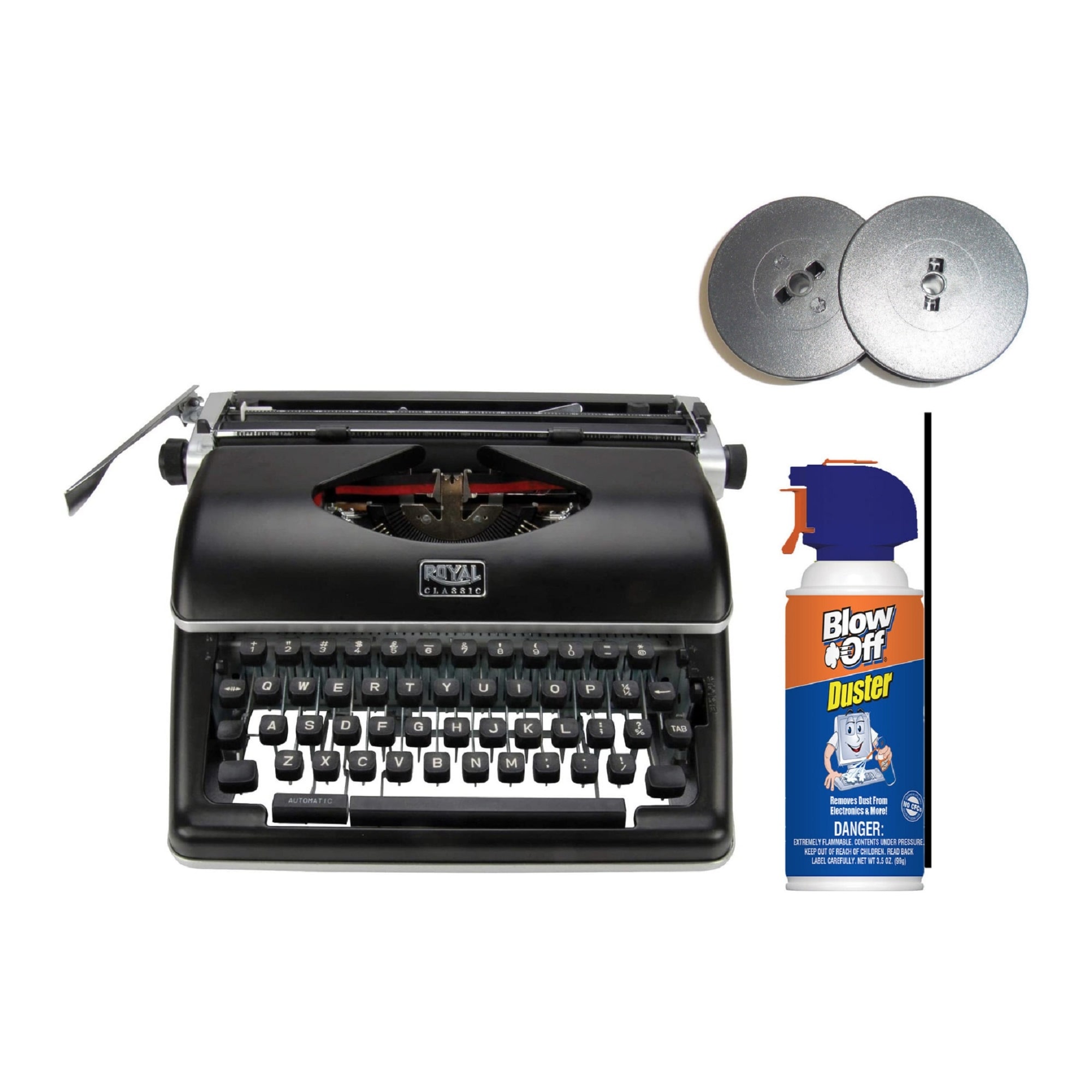 Royal Classic Manual Typewriter (Black) with Typewriter Ribbon Bundle - Black