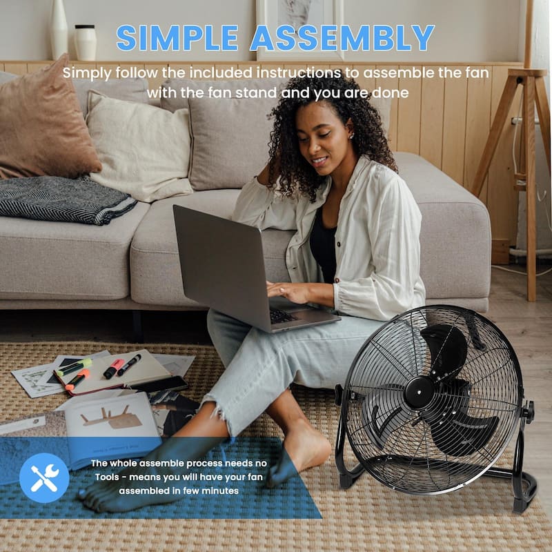 Rechargeable Cordless Floor Fan, 12Inch, High Velocity Floor Fan With