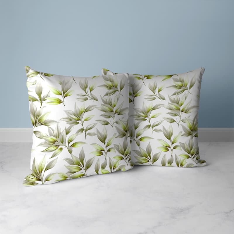 Enchanted Leaflet Faux Suede Reversible Throw Pillow Silver and Green