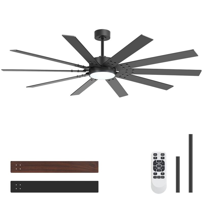 72" Integrated LED Windmill Large Ceiling Fan with Light and Remote(10 Reversible Blades)