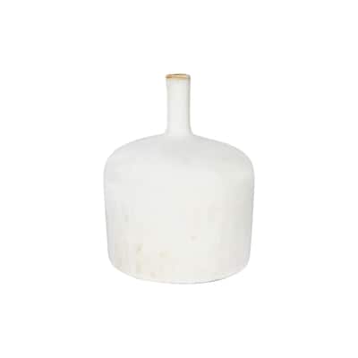 Cream Stoneware Vase with Reactive Glaze Finish (Each one will vary)