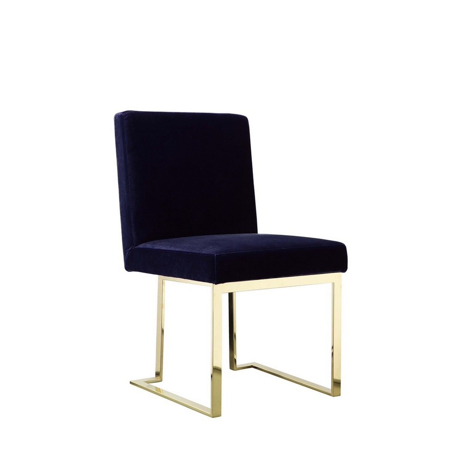 Gold/Navy Blue Velvet Upholstered Metal Frame Dining Chair, Set of 2, Sturdy Dining Chair for Dining Rooms - 17.5