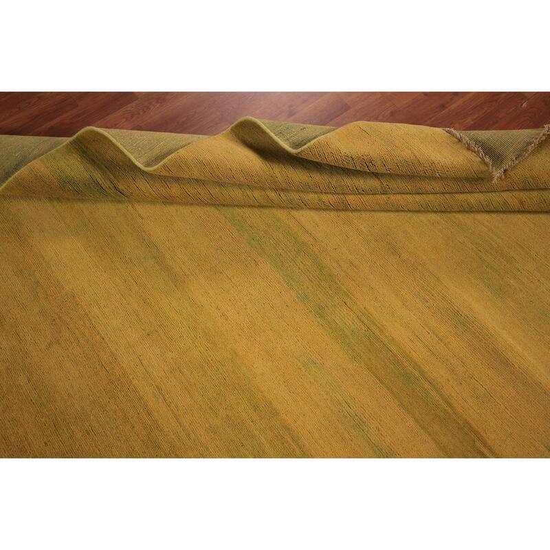 Yellow & Green Modern Gabbeh Oriental Area Rug Handmade Wool Carpet - 5'5" x 7'10"