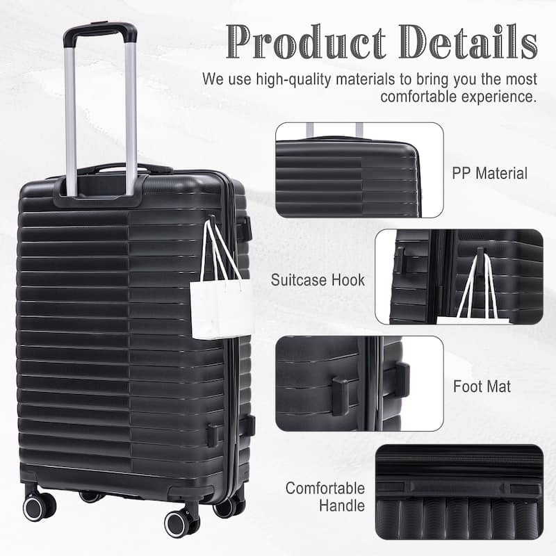 14IN 20IN 24IN 28IN 4 pcs/set in PP Spinner Wheel Luggage, Carry on Suitcase, Iron Pull Rod, Combination Password Lock