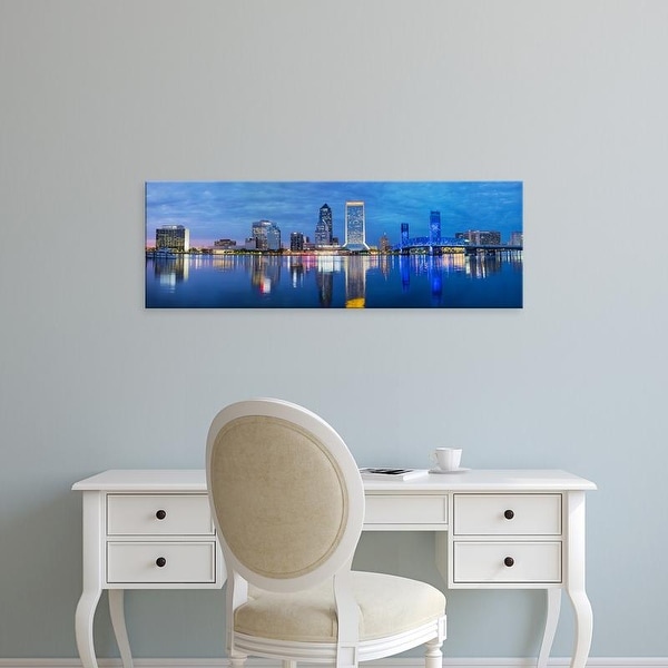 Easy Art Prints Panoramic Image 'Skyscrapers, Main Street Bridge, St. John's River, Jacksonville, Florida' Canvas Art