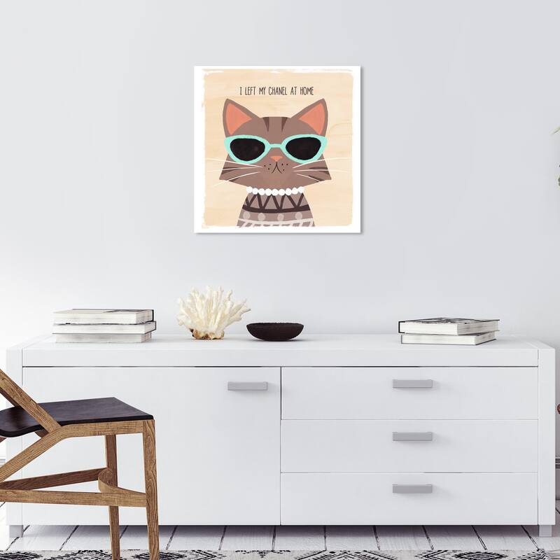 Wynwood Studio Prints Typography and Quotes Cutsie Cat White and Cream White Modern & Contemporary Wall Art Canvas Print - 20 x 20