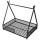 preview thumbnail 9 of 10, Metal Full Size House Platform Bed with Triangle Structure & Guardrail, Black