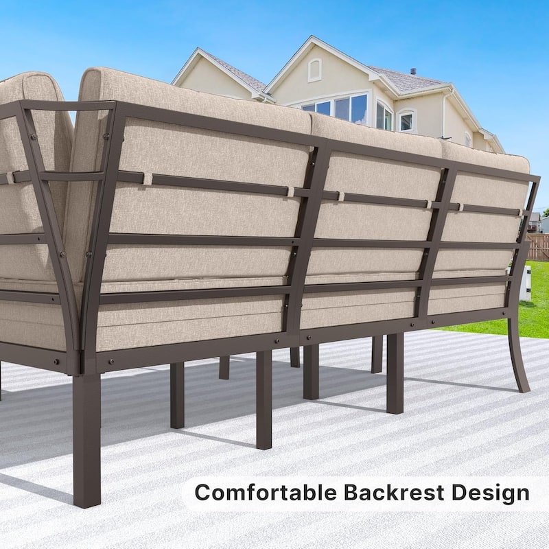 Kullavik Aluminum Corner Sofa Set, Patio Outdoor Sectional Sofa Set with Armrests and Footrests