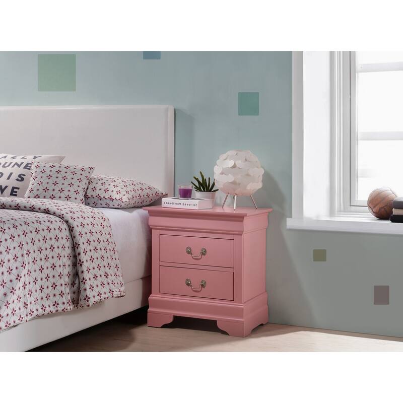 Pink Nightstand 24x22x16 with One Drawer, Compact Bedside Table for Storage and Bright Stylish Bedroom Accent Furniture
