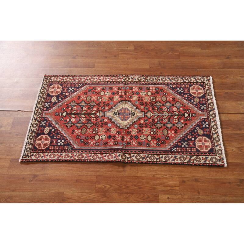 Abadeh Persian Vintage Area Rug Hand-knotted Wool Carpet - 1'10"x 3'5"