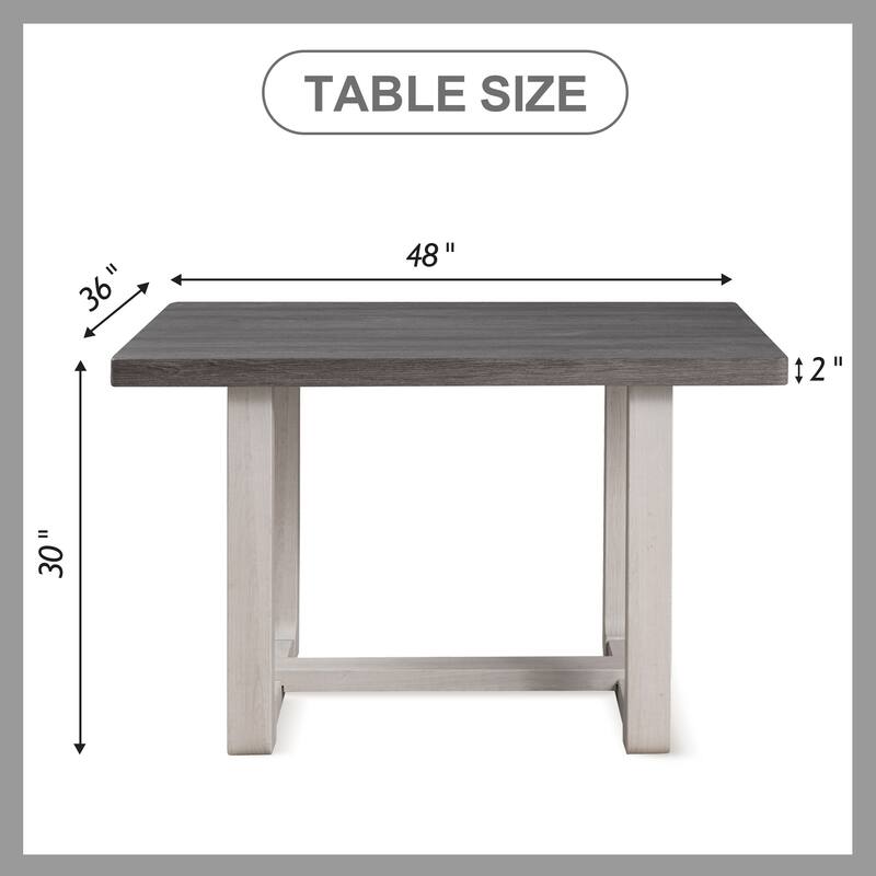 Rossetta 5-Piece Wood Transitional Farmhouse Style Dining Table Set with U-Shaped Trestle Base Table, 4 Upholstered Side Chairs