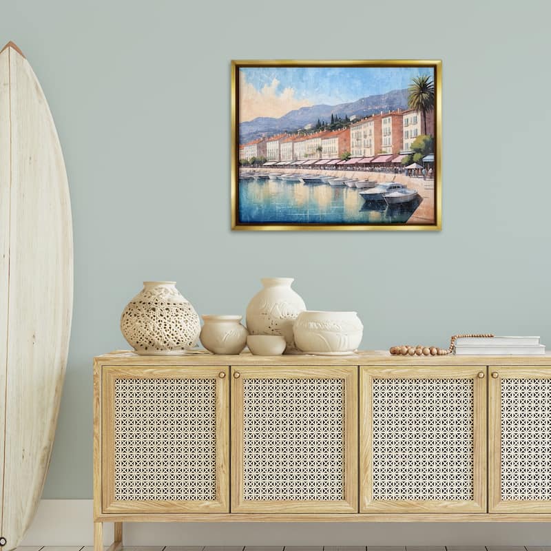 Stupell Quaint Seaside Marina Framed Floater Canvas Wall Art Design By Kim Allen