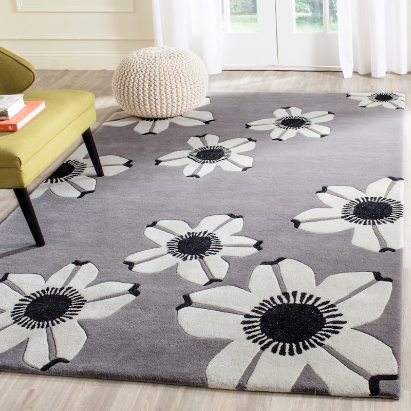 SAFAVIEH Handmade Allure Kondzha Modern Floral Wool Rug - 4' x 6' - Grey