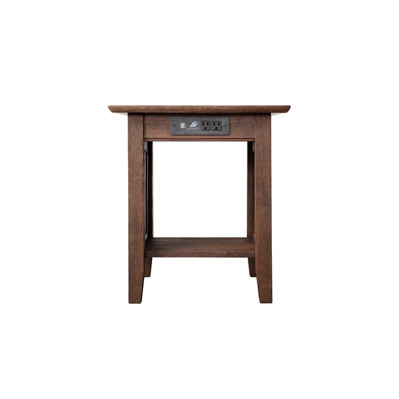 AFI Nantucket End Table with Built-in Charger in Burnt Amber