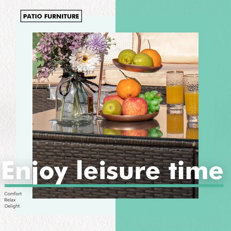 Homall 5 Pieces Patio Furniture Sets Outdoor Sectional Sofa Manual Weaving Rattan