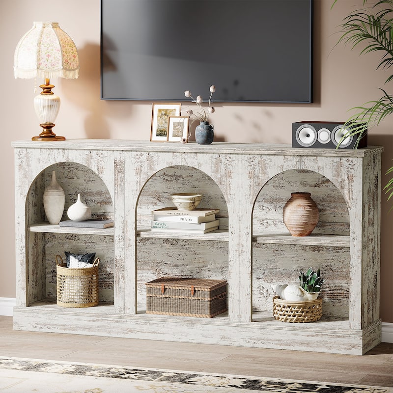 63-Inch Farmhouse Console Table with 3 Tier Storage for Entryway, Living Room - 11.81"D x 62.99"W x 31.5"H