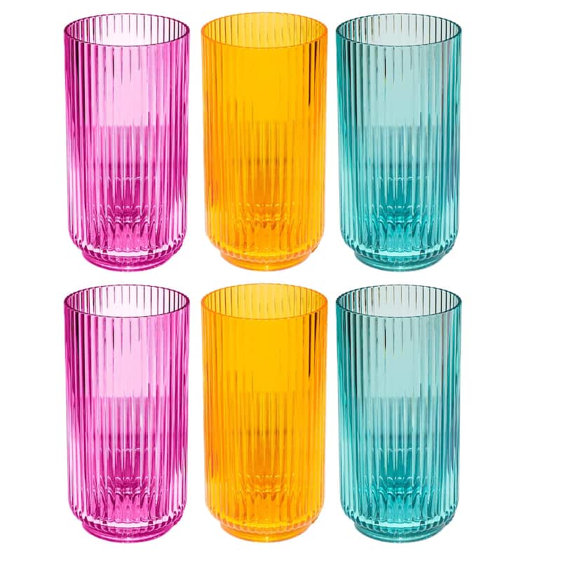 Abode Homewares Mesa Acrylic Drinking Glass - Assorted Colors - 22 oz - Set of 6 - Multicolor
