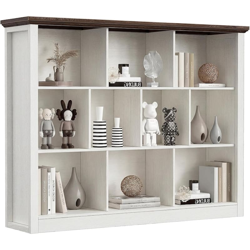 7/10 Cube Bookcase Organizer with Backpanel, 50" Wooden Storage Book Shelf for Living Room, Bedroom, Home Office, Kids Room