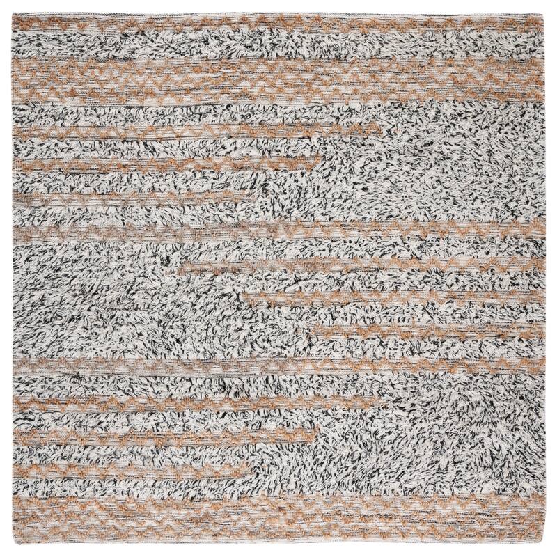 SAFAVIEH Handmade Natura Siemone Casual Wool Rug - 6' Square - Ivory/Black