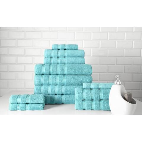 Antalya Hotel Collection Turkish Cotton Bathroom Towel 12 Pc Family Set