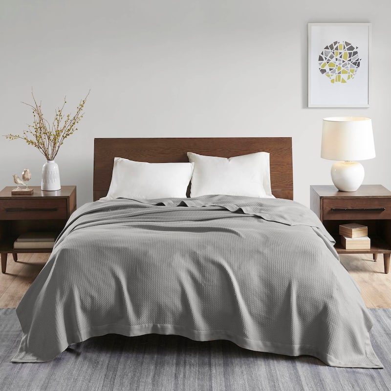 Madison Park Egyptian Cotton Solid Blanket - Twin - Grey